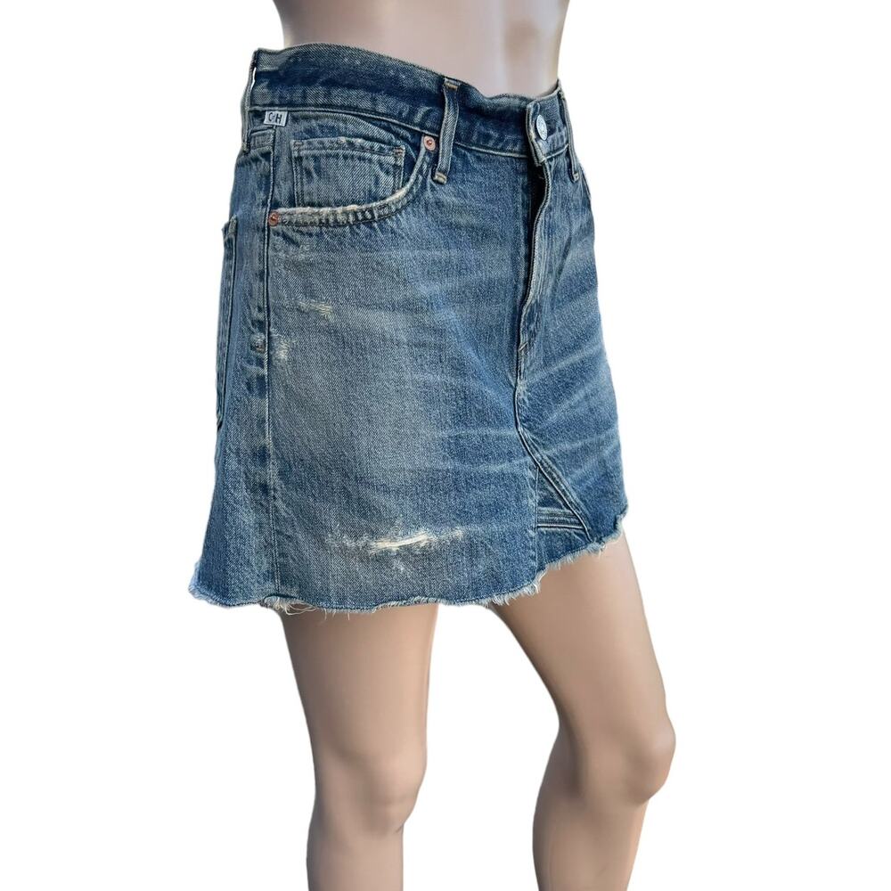 Citizens of Humanity Green Point Denim Mini Skirt 27 Premium Vintage